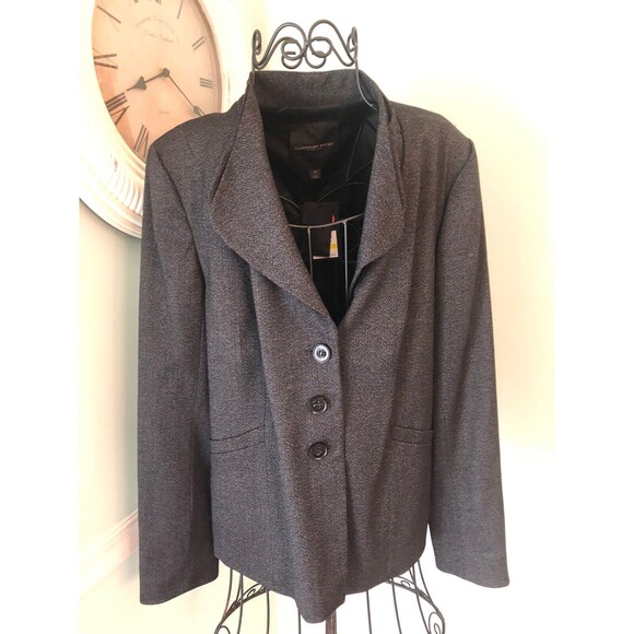 Classiques Entier Black Flecked Women's Blazer Lined size 12 3 Button $298 - Picture 1 of 6